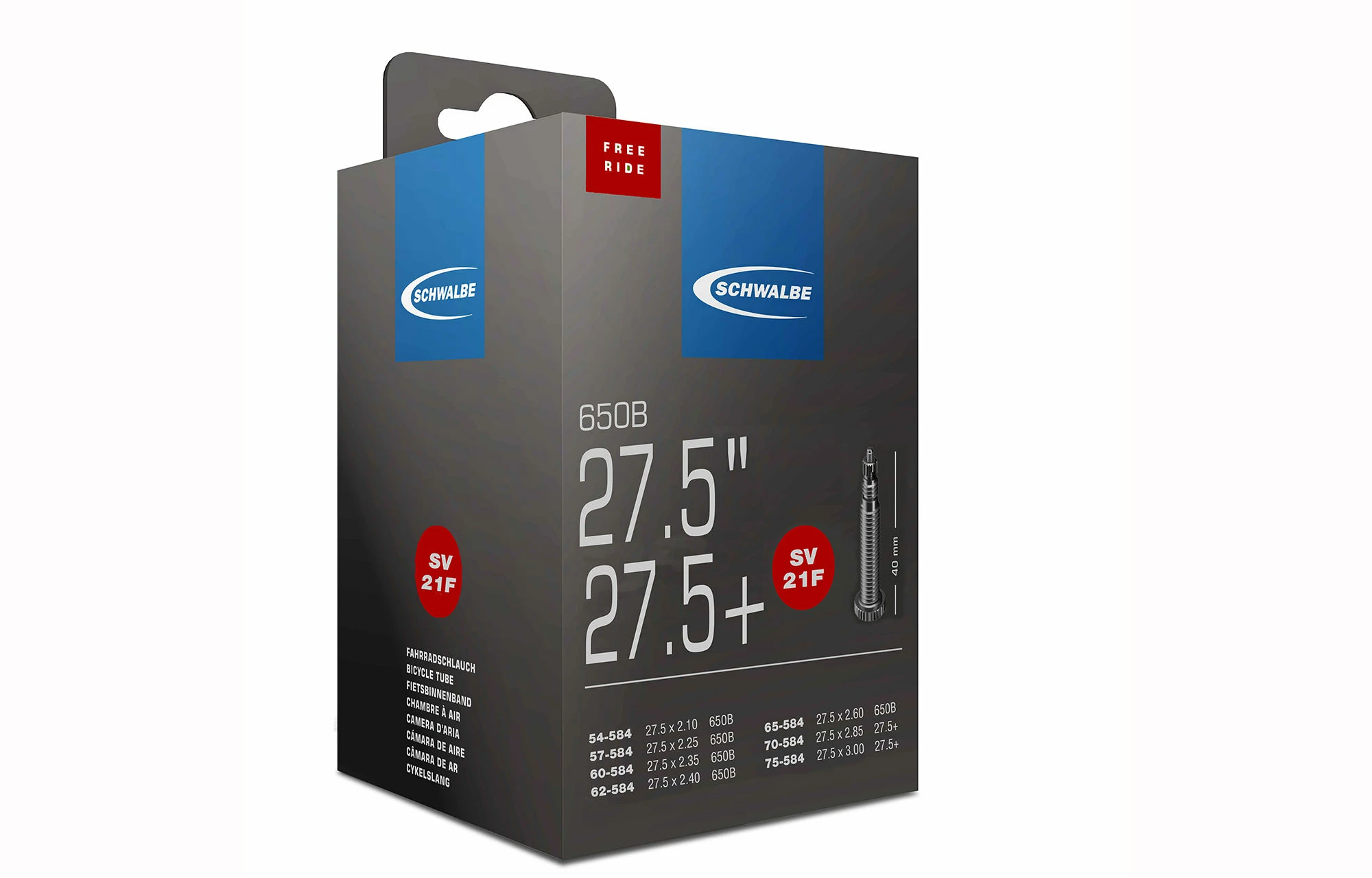 CHAMBRE A AIR SCHWALBE NR.21F 27,5" FREERIDE PRESTA 3 CHAMBRE A AIR SCHWALBE NR.21F 27,5" FREERIDE PRESTA