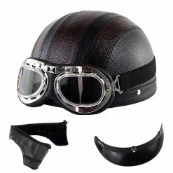Harley Helmet Casque Harley Moto Demi-visage Casque En Cuir Avec Lunettes Anti-uv 54-60cm