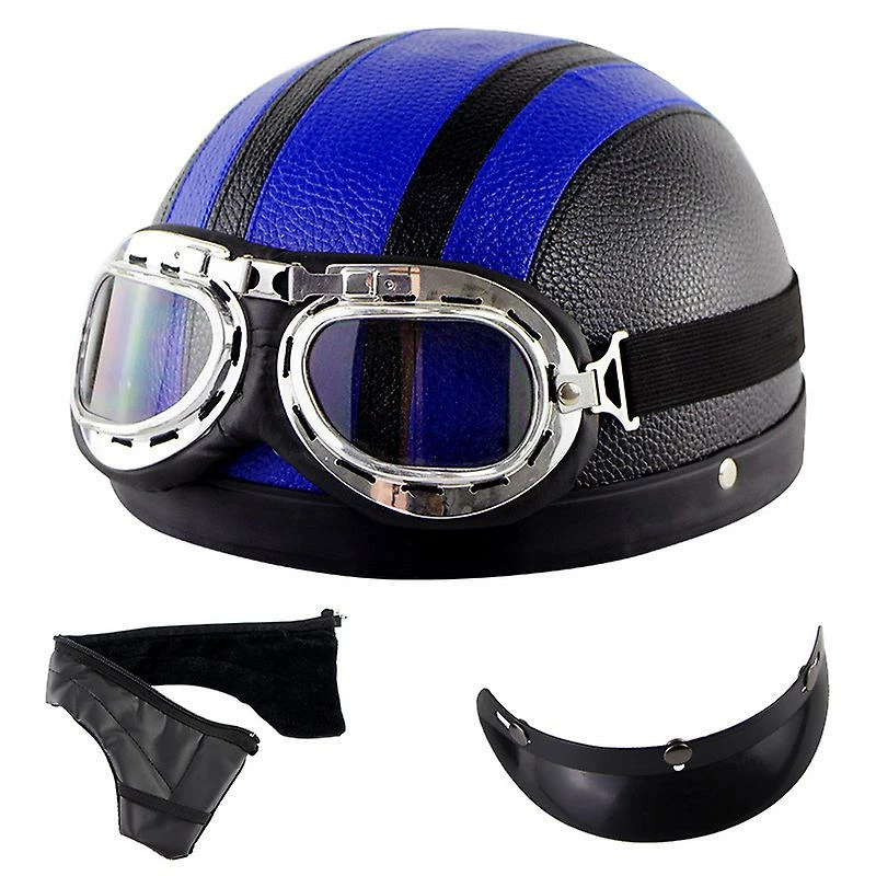 Harley Helmet Casque Harley Moto Demi-visage Casque En Cuir Avec Lunettes Anti-uv 54-60cm 3 Harley Helmet Casque Harley Moto Demi-visage Casque En Cuir Avec Lunettes Anti-uv 54-60cm