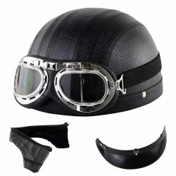 Harley Helmet Casque Harley Moto Demi-visage Casque En Cuir Avec Lunettes Anti-uv 54-60cm