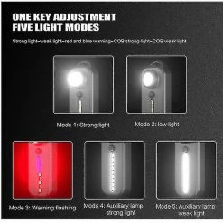 Unbranded Bike Light Rechargeable Led Feux Avant Et Arrière, Feux Puissants Imperméables Et Antichocs, Casque