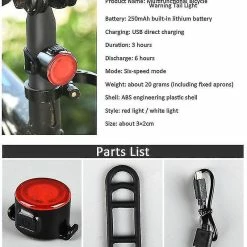 Unbranded Mini Led Bicycle Tail Light Usb Chargeable Bike Rear Lights Ipx6 Imperméable à L’eau Avertissement De Sécurité Cyclisme Light Casque Sac à Dos -Accessoires auto pour vélo Boutique 622309208 max 1