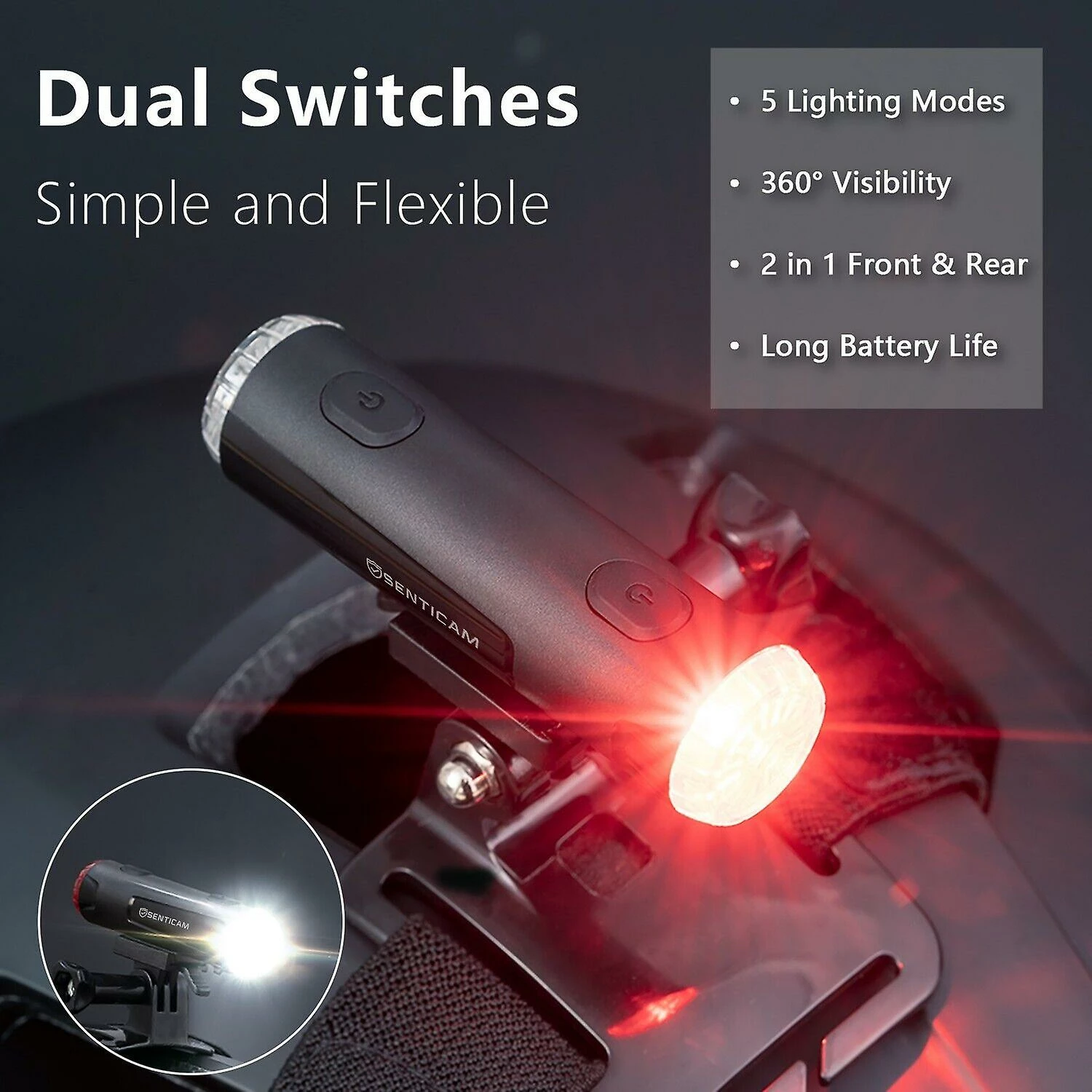 Unbranded Casque De Vélo Light Best Usb Rechargeable Bicyclette Mtb Front Back Light Senticam 4 Unbranded Casque De Vélo Light Best Usb Rechargeable Bicyclette Mtb Front Back Light Senticam – Image 2