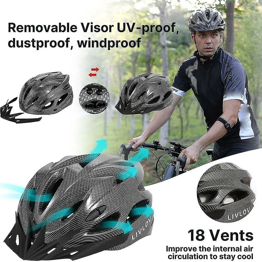 Nw 1776 Casque De Vélo Compatible Withlivlov V1 Pour Adultes Avec Visière Amovible, Noir 4 Nw 1776 Casque De Vélo Compatible Withlivlov V1 Pour Adultes Avec Visière Amovible, Noir – Image 2