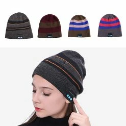Unbranded Casquette De Casque Compatible Bluetooth Tricotée D’hiver Chaude Et Rayée Assortie Aux Couleurs -Accessoires auto pour vélo Boutique 776473158 max
