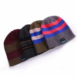 Unbranded Casquette De Casque Compatible Bluetooth Tricotée D’hiver Chaude Et Rayée Assortie Aux Couleurs -Accessoires auto pour vélo Boutique 776473330 max