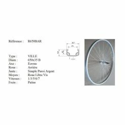Roue Vélo - Roue Arrière Vélo - Diamètre 650 (Etrto : 37X584) - 6 Vitesses - Argenté - Avis / Test